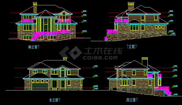 坡地独栋别墅建筑CAD方案设计2带效果图-图二