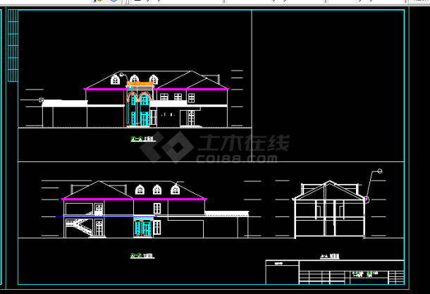小度假村宾馆建筑施工CAD设计图纸-图二