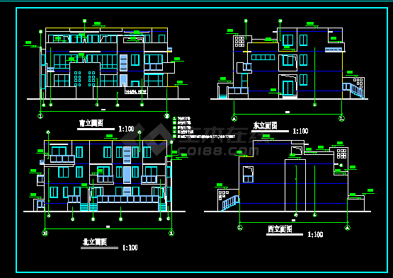 现代风格住宅别墅建筑设计施工CAD图纸-图二