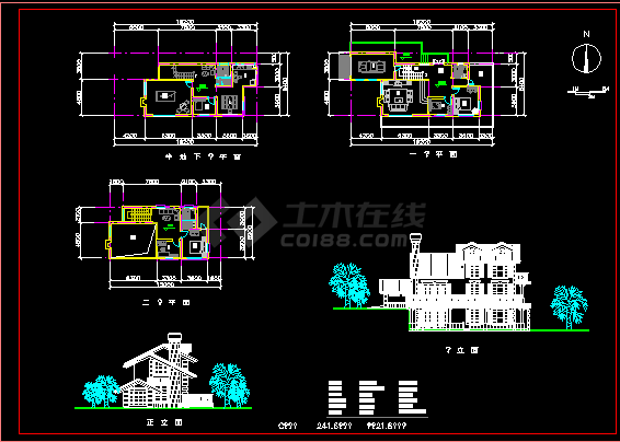 某豪华欧式别墅建筑设计施工CAD方案图纸-图一
