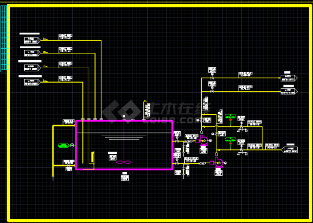 某电厂脱硫系统流程图，CAD图-图二