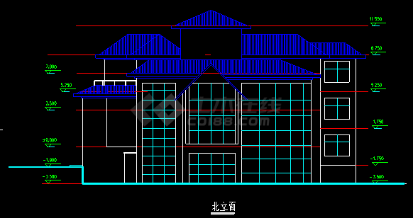 某市高级别墅建筑CAD设计施工平立面图纸-图二