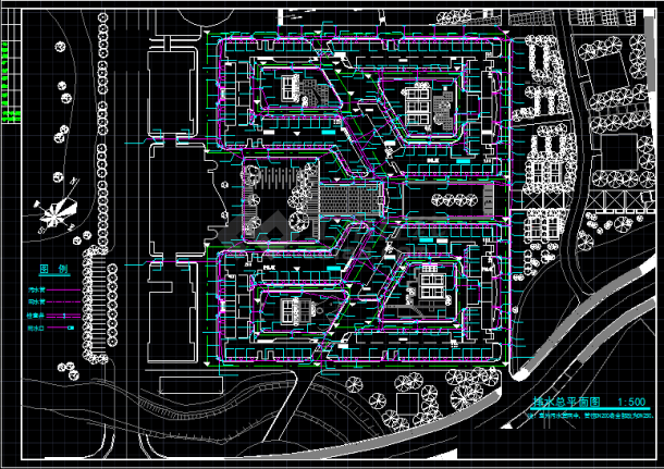 西南交大新校区给排水设计CAD总图-图一