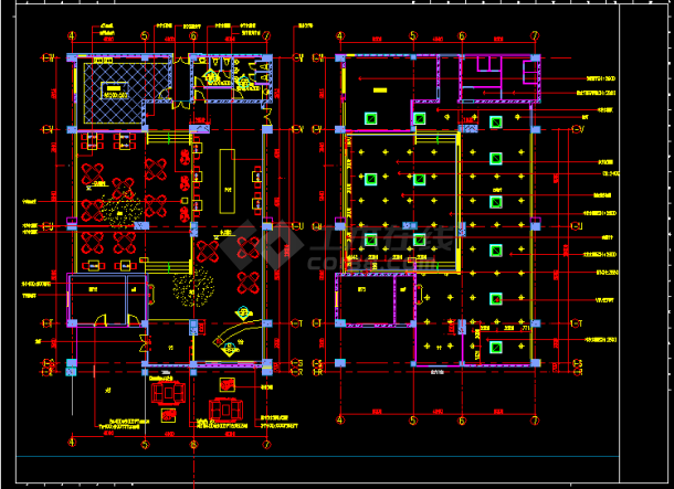 西餐厅建筑设计施工CAD平面布置图-图二