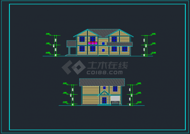 南京某地木构别墅CAD设计施工图-图二