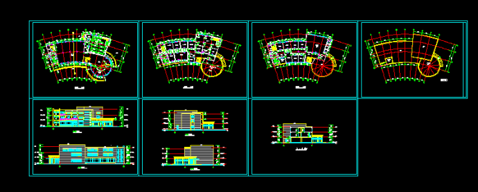 多层饭店建筑施工设计CAD方案图纸_图1