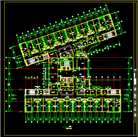 保定市第一中心医院建筑施工设计CAD平面图-图二
