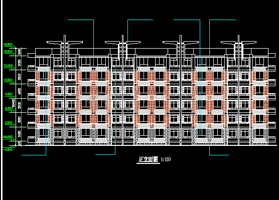 某研究生公寓建筑CAD施工设计方案图-图二