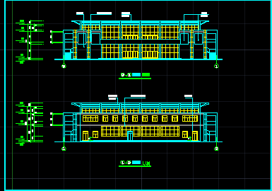 某大学院新校舍建筑CAD施工设计平立面图-图二