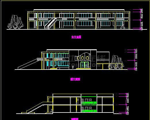 某幼儿园CAD建筑设计平立剖面图纸-图二