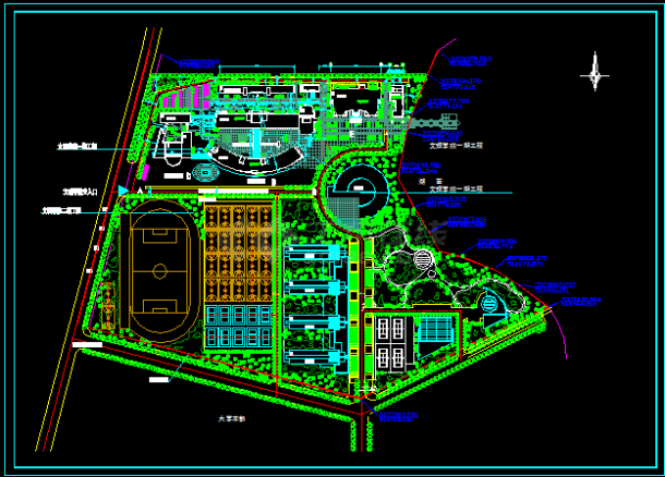 某大学本部校园总平面规划设计CAD图-图一