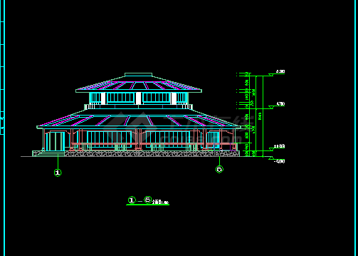 某市经典中餐厅建筑CAD设计施工平立图-图二