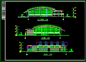 某学校体育馆建筑设计CAD平立面方案-图二