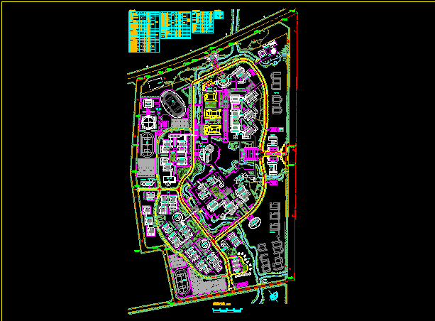 某大学校园设计施工CAD总平面布置图_图1