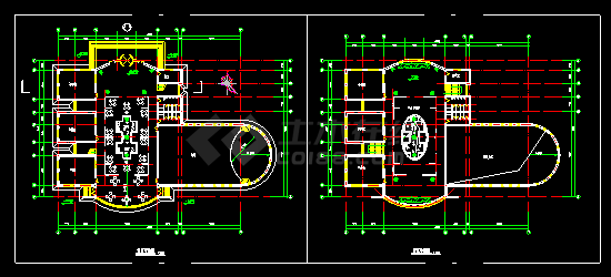 大学生活动中心建筑施工CAD方案图-图一