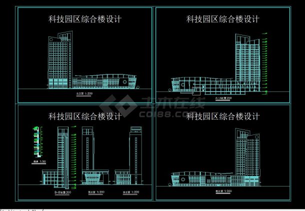 南京某地科技园综合楼建筑设计方案cad施工图-图一