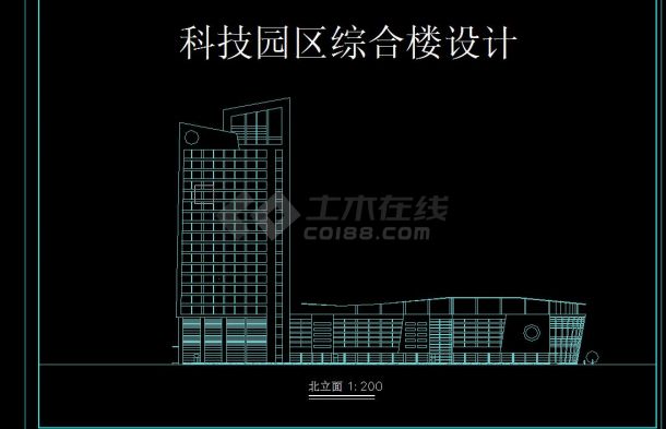 南京某地科技园综合楼建筑设计方案cad施工图-图二