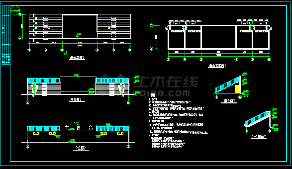典型体育场看台建筑的CAD设计图纸-图二