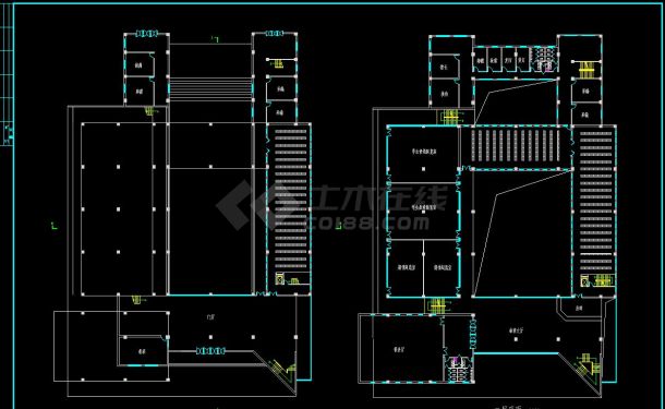 浙江某地某高校图书馆建筑设计方案cad施工图-图二