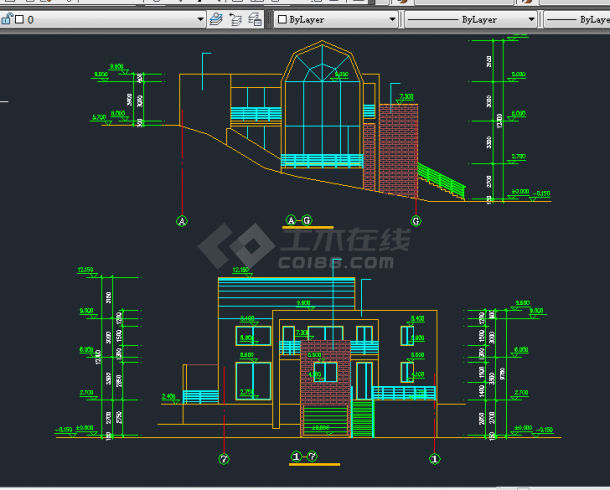 某地区室内带游泳池的别墅建筑设计CAD施工方案图-图二
