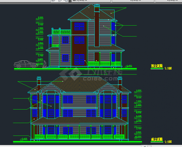 某地区双联B型别墅建筑结构设计CAD施工图-图二