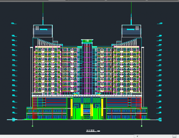 某地区双子酒店方案建筑设计CAD施工图-图二