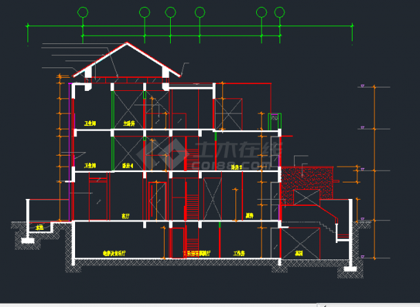 某地区双拼V型豪华别墅建筑设计CAD施工图-图二