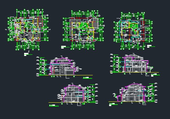 别墅样板设计CAD施工详情全套整图_图1