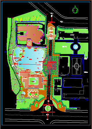 某专科学校建筑施工设计CAD景观规划图-图一