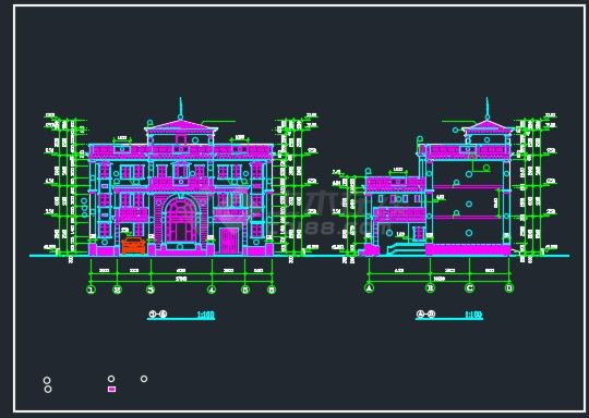某大型别墅建筑CAD设计方案图纸-图二