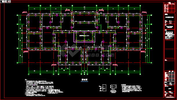 某一整套小区结构cad设计施工方案图纸-图二