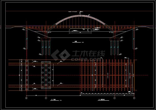 中承式拱桥整套建筑cad设计施工方案图-图二