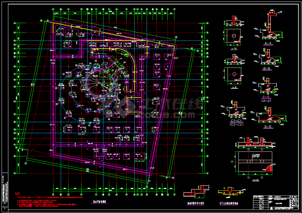 某市展览中心建筑基础结构设计cad施工图-图一