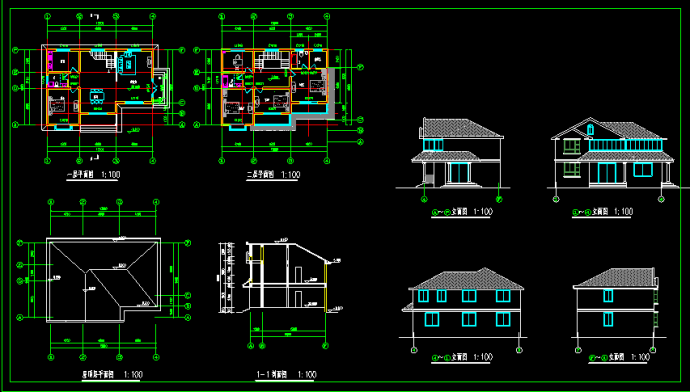 乡村别墅建筑设计施工CAD平立面大样方案_图1