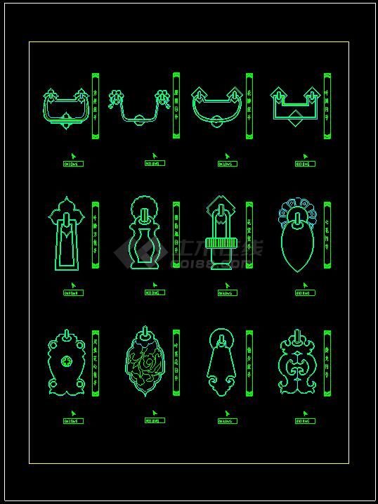 家装图块素材之门拉手设计cad图-图一