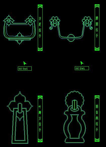 家装图块素材之门拉手设计cad图-图二