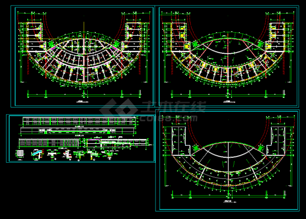 某广场舞台及网点建筑CAD施工设计图纸-图一