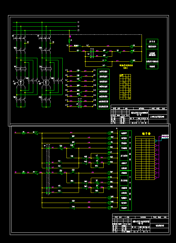 某地三相异步电机三角启动原理cad施工图_图1