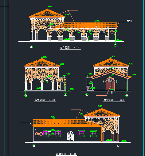 某地西班牙风格售楼处建筑设计CAD施工图-图二