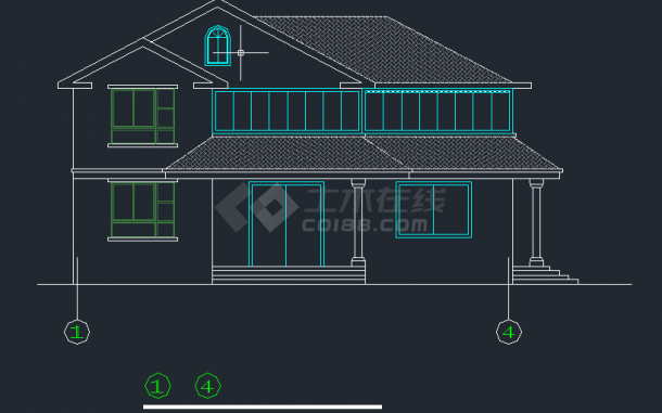 某地丽水乡村别墅建筑设计CAD施工图-图二