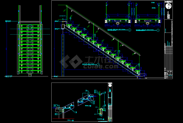 某酒店详细玻璃楼梯CAD设计施工图-图一