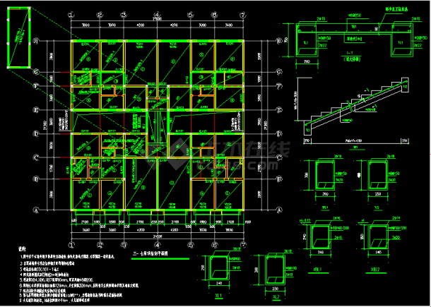 某底框住宅专混结构cad结构施工设计图-图二