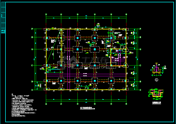 某劳动局办公楼框架结构施工CAD方案设计图-图二