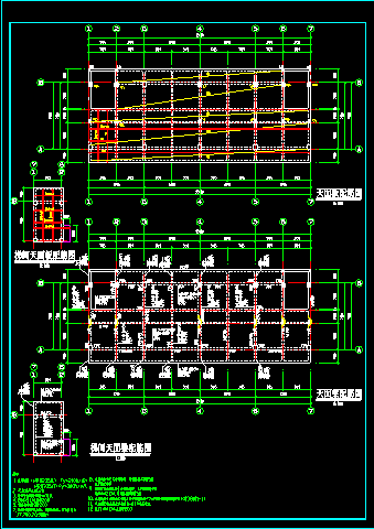 某五层框架结构宿舍楼结构施工CAD方案设计图-图二
