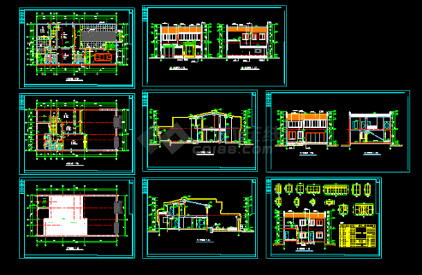 某地现代式四合院CAD建筑设计施工图-图一