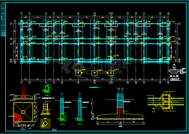 框架结构综合楼全套施工CAD方案设计图-图二