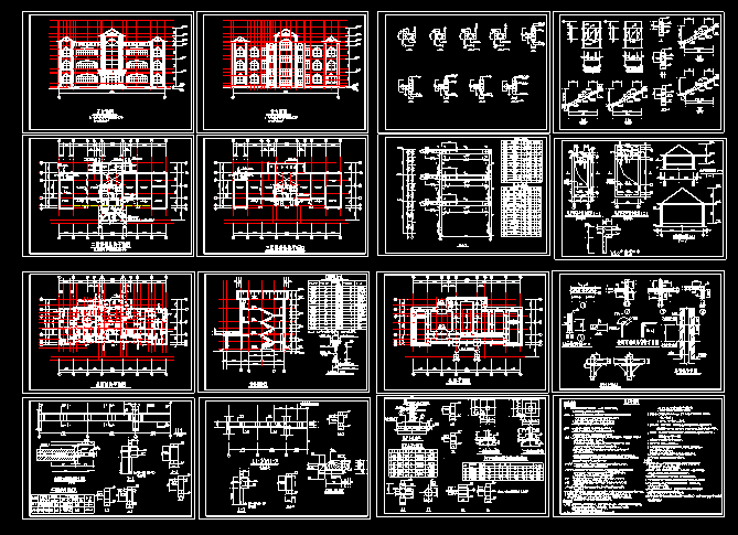 水库办公楼建筑结构CAD方案设计施工图