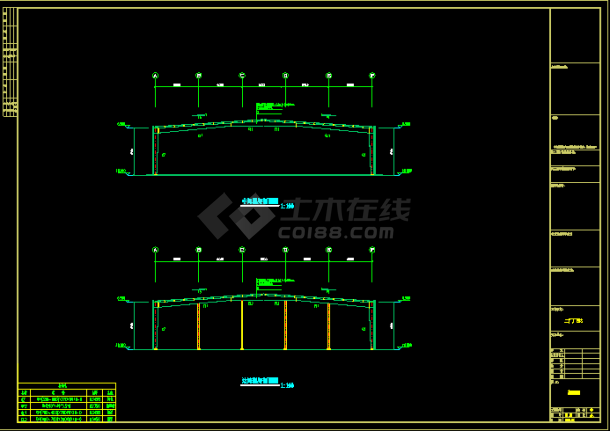 河南火电厂钢结构工程CAD方案设计图-图二