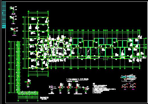 6层混合住宅楼cad结构施工设计详情图-图二