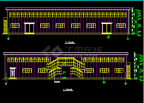 某食堂钢结构建筑CAD施工设计图-图二